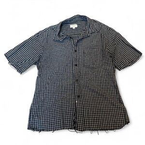 Club Monaco black and white gingham patterned button up shirt